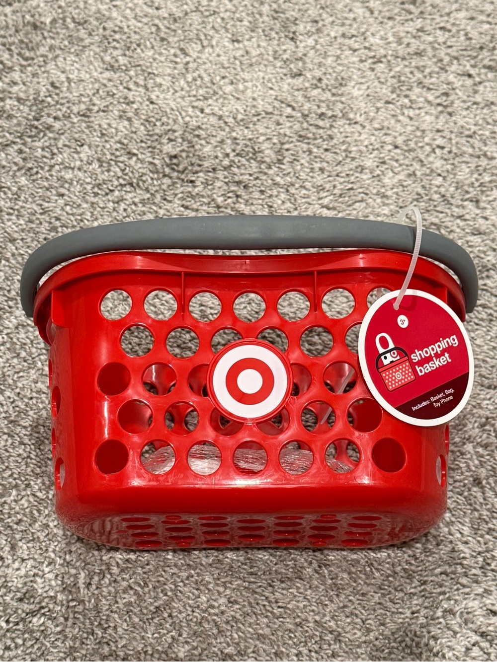 Brand New Target Red Mini Shopping Basket with Gray Handle and Bullseye Logo